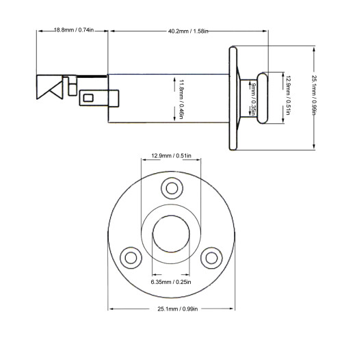 6,35 mm Mono Endpin-Ausgangsbuchse – Messinglegierung – Schwarz 1