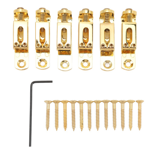 6 pezzi selle per 6 corde in lega di zinco, tipo diviso, dorate 2