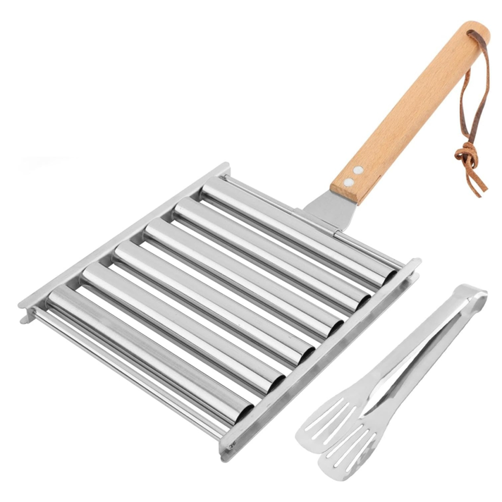 Hot Dog Roller for Grill with Metal Spatula and Long Wooden Handle-image-OPC-PJCZ58D-NEW