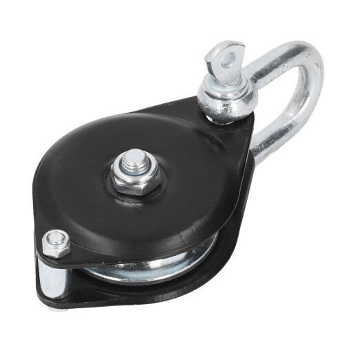Polea con grillete giratorio 0,4 t, Ø14 mm, plateado