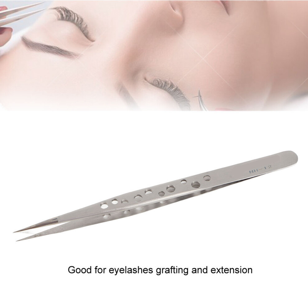 Stainless Steel Eyelash Extension Tweezers NH-12 Straight, Precise& Durable