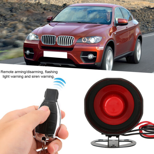 Compact Car Alarm System with Remote Control & Flashing Light 2