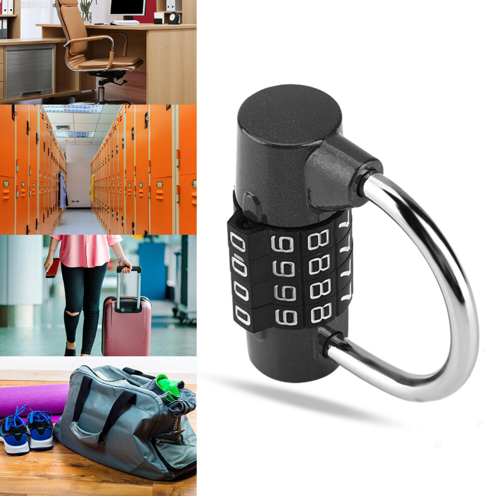 4 Dial Combination Padlock For Suitcases & Lockers, Black, 89G 7621334537753