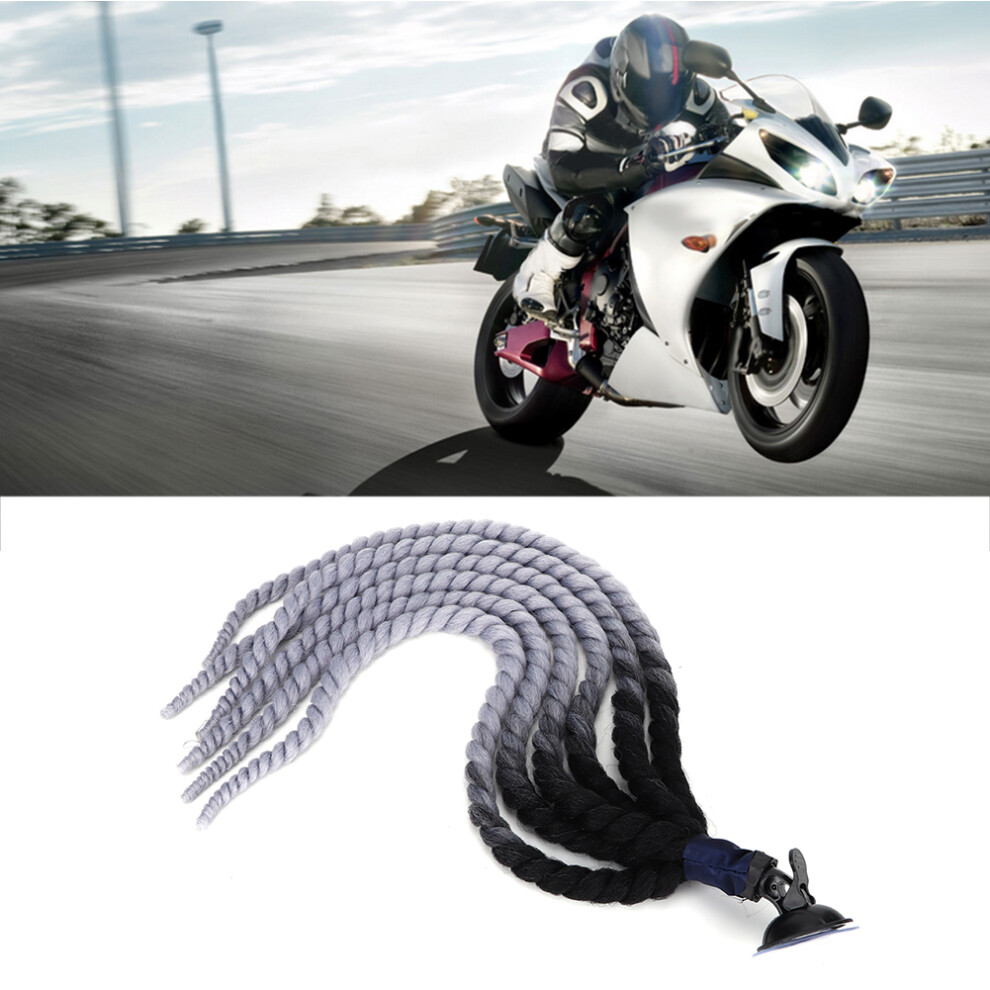 27.6In Motorcycle Helmet Woman Braids Wig With Removable Ponytail Gray 4651334536701