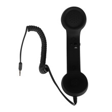 Vintage-Handset für Mobiltelefone mit USB-C und 3,5-mm-Klinkenstecker - strahlungsgeschützt, schwarz