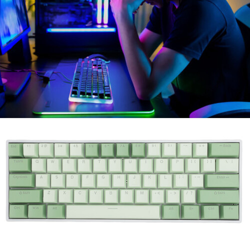 Blue Switch 61-Key 60% RGB Mechanical Keyboard, 3000mAh, White
