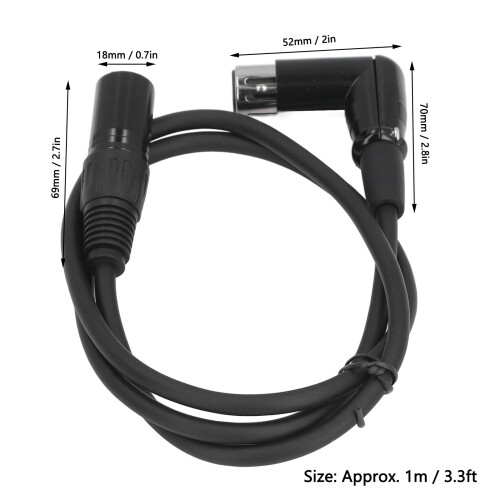 XLR-Kabel 3-Pin, 1 m, gerader männlicher Stecker zu 90-Weiblich 1