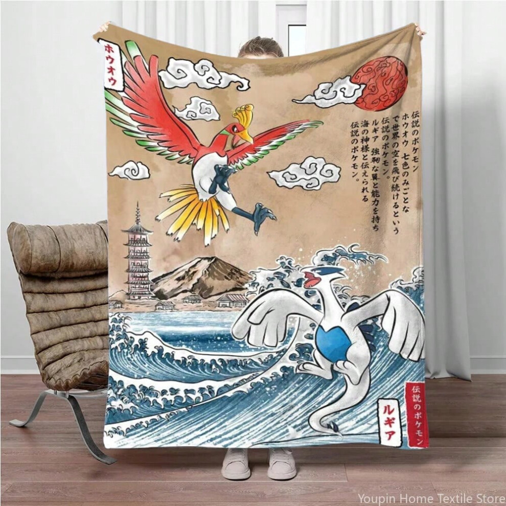 (3, 150x220cm) Pokemon Cartoon Retro Charizard Anime Flannel Blanket Pikachu Figures Home Sofa Lunch Break Blankets Children Student Kids Gifts-image-OPC-PJCZFXR-NEW