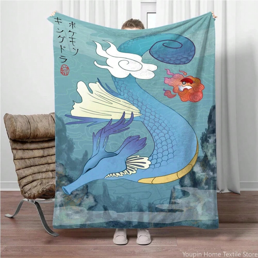 (6, 150x220cm) Pokemon Cartoon Retro Charizard Anime Flannel Blanket Pikachu Figures Home Sofa Lunch Break Blankets Children Student Kids Gifts-image-OPC-PJCZG2K-NEW