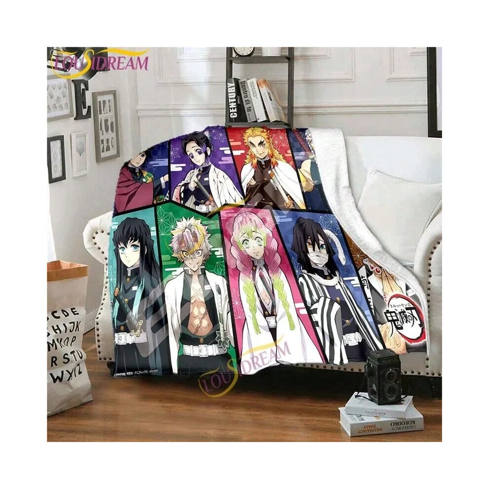 (10, 75x90CM30x35inch) Japanese anime Demon Slayer printed blanket living room bedspread sofa travel office throw blanket quilt 5 size-image-OPC-PJCZGMV-NEW