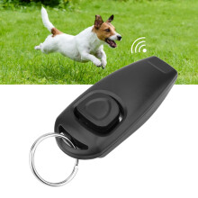 Pet Puppy Clicker Whistle Keyring 2-in-1 Dog & Cat Training Aid (Black)
