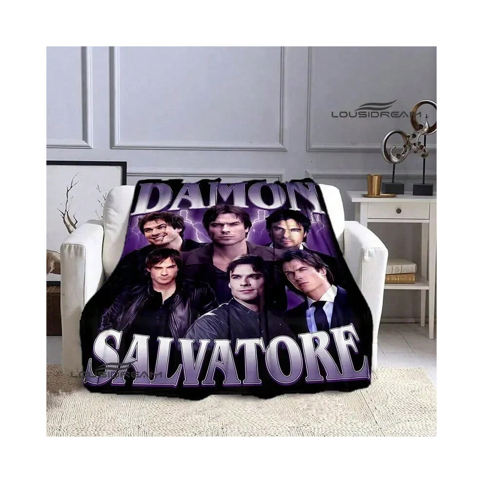 (32, 150X220CM) The Vampire Diaries Damon salvatore blanket flannel blanket home travel blanket children warm blanket bed linings birthday gift-image-OPC-PJCZKZY-NEW