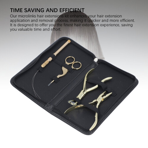 Kit d’outils dorés Microlink pour extensions capillaires, 4 pièces 2