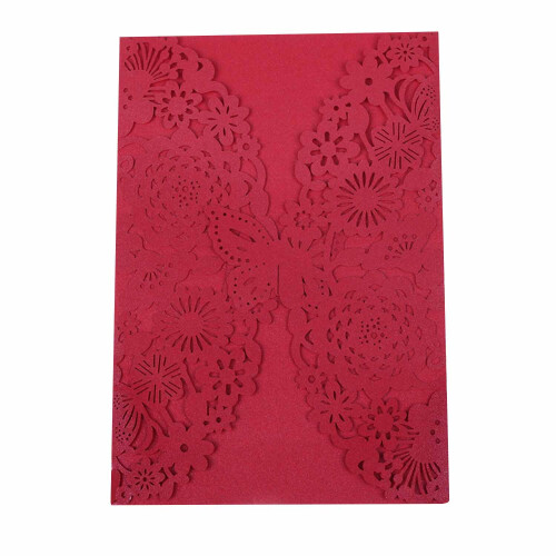 10Pcs/Set Carved Butterflies Invitation Card for Wedding: Red 2