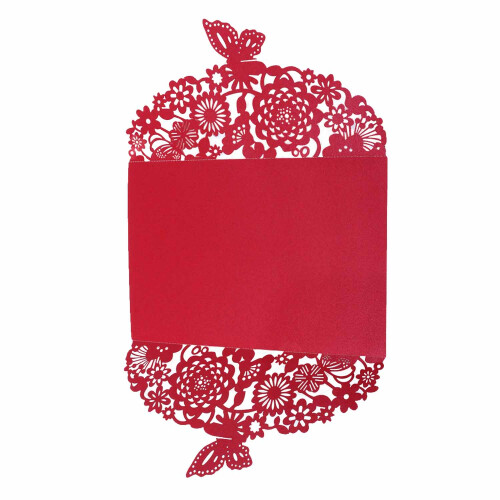 10Pcs/Set Carved Butterflies Invitation Card for Wedding: Red 1
