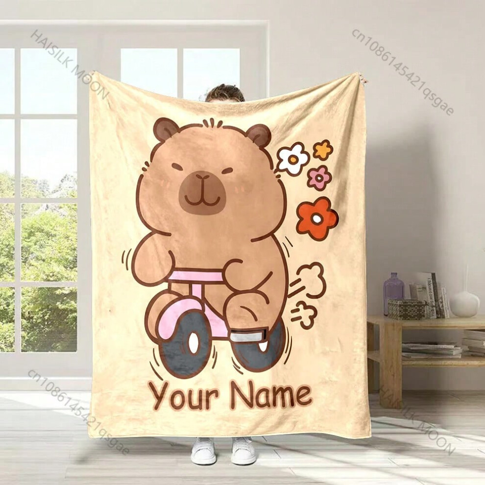 (Style G, 75x90cm(30x35in)) Cartoon Capybara Print Customized Name Blanket Soft and Comfortable for Home Sofa Office Outdoor Travel Camping Picnic Bla-image-OPC-PJCZPQ6-NEW