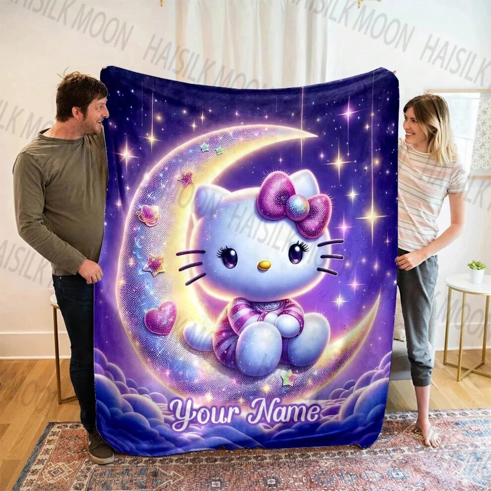 (Style A, 180x230cm(71x91in)) (Memo U Name) Sanrio Hello Kitty Printed Blanket Can Be Custom with Name, Soft and Warm, Suitable for Home, Office, Camp-image-OPC-PJCZPSS-NEW