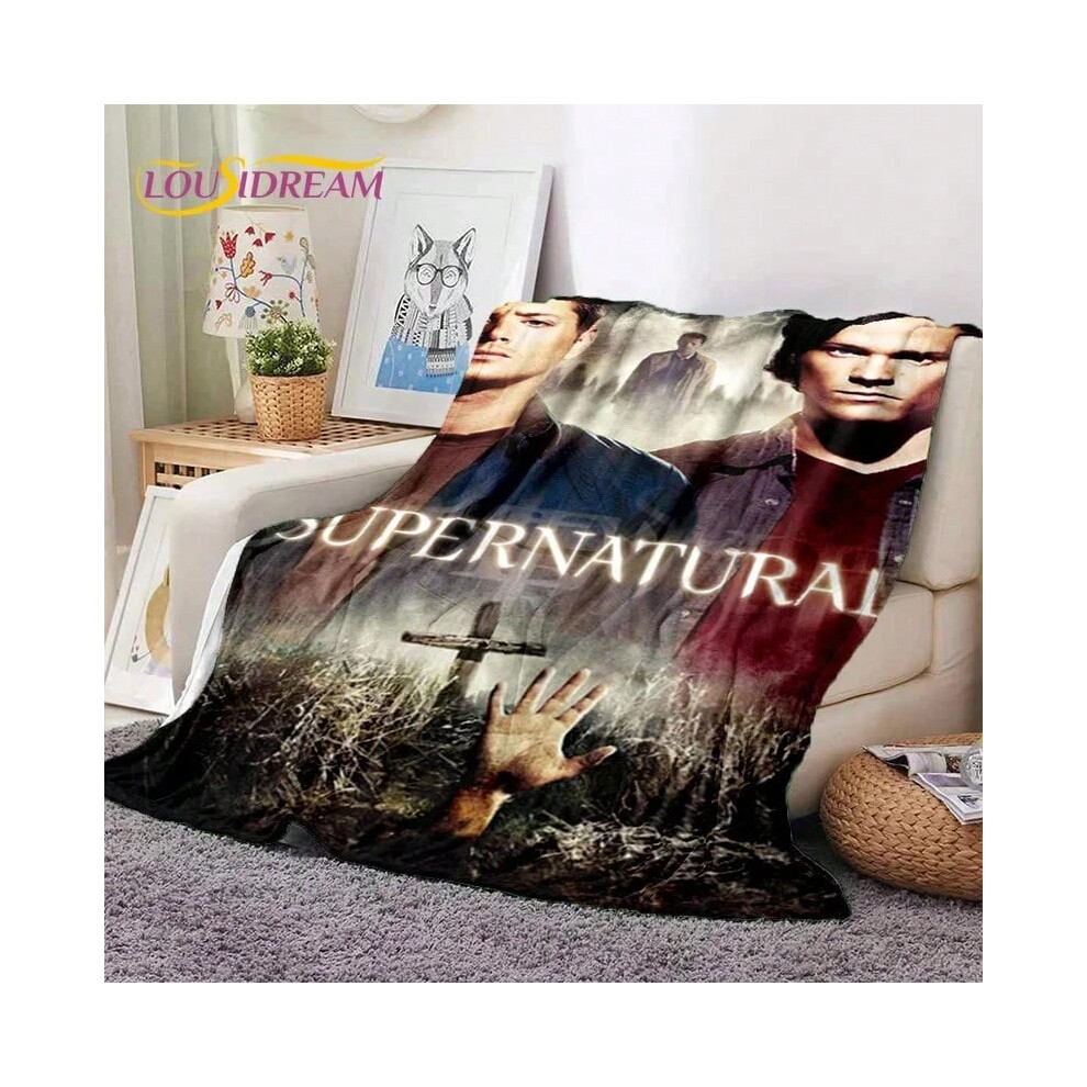 (KL2412121321, 100X125cm(39x49in)) SPN Latest Supernatural Dean Sam Soft Flannel Blankets,Throw Blanket Comfortable Blanket for Picnic Beds Sofa Home-image-OPC-PJCZRW6-NEW