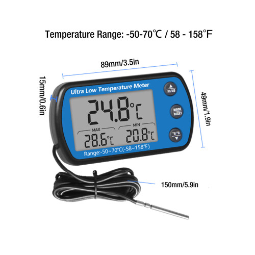 Termometro -50-70C, Allarme LCD digitale, ABS+Vetro 1