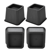 4Pcs Adjustable 3" Furniture Bed Riser Stands Wide Feet Black