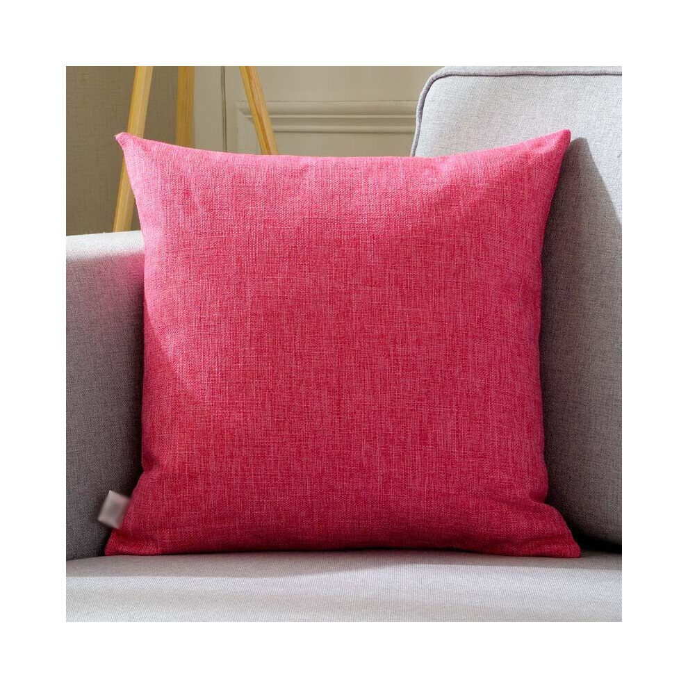 (Rose Red)Taie d'oreiller en lin coton uni couleur pure bureau maison canapé décoration coussin