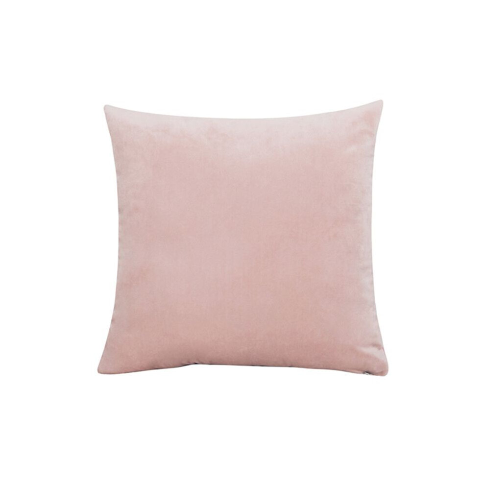 (Pink)Housse de coussin 16" velours uni taie d'oreiller fermeture éclair couleur unie décoration canapé maison
