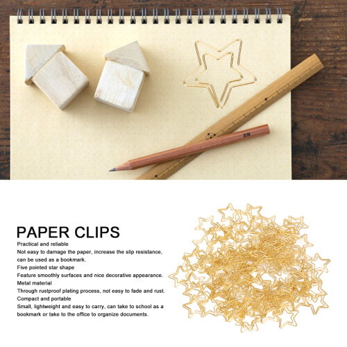 Golden Star Shape Paper Clips 100pcs Small 2