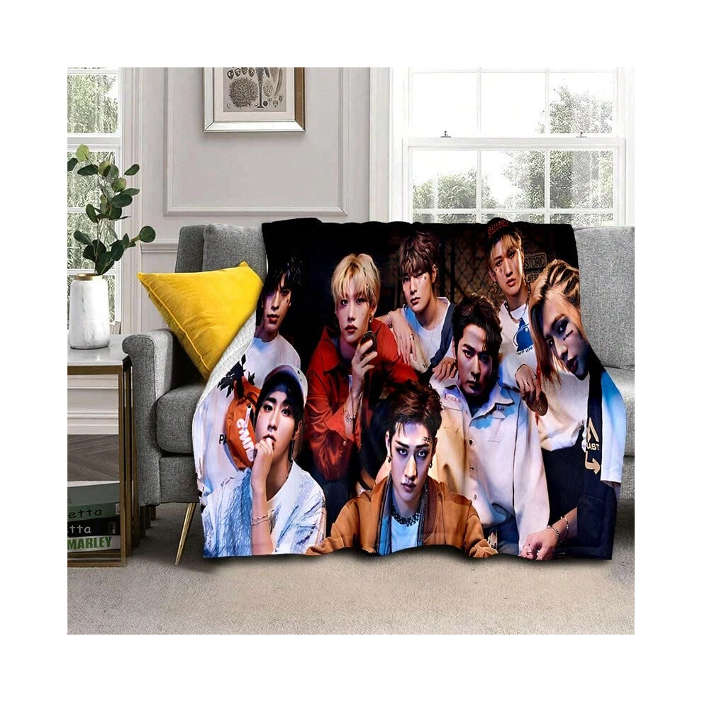 (27, 130x150cm) 29 New Style Kpop Stray Kids Star 3D Soft Flannel Blankets,Throw Blanket Comfortable Blanket for Beds Sofa Home Bedroom Gift-image-OPC-PJD2H5Z-NEW