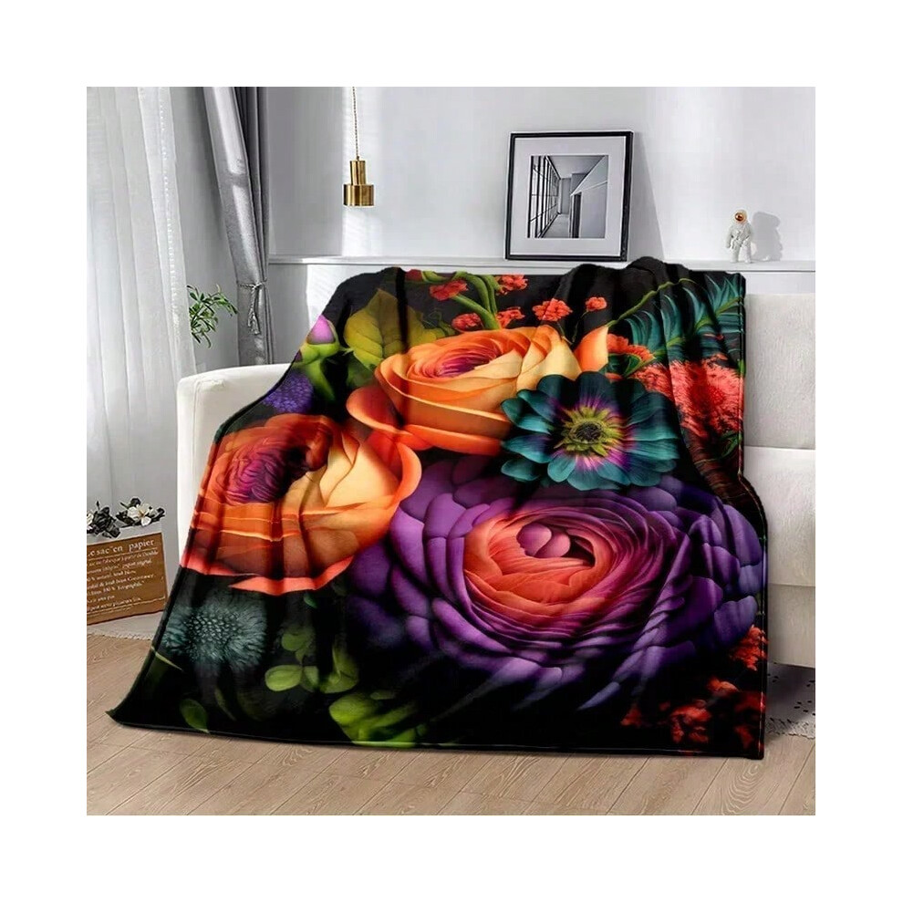(3, 100X150CM) HD Pretty Flower Daisy Rose Chrysanthemum Blanket,Soft Throw Blanket for Home Bedroom Bed Sofa Picnic Travel Cover Blanket Kids-image-OPC-PJD2J69-NEW