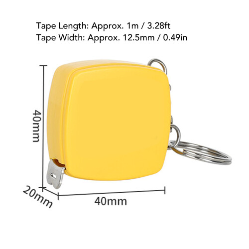 Mini porte-clés mètre ruban 1 m jaune 12,5 mm 1