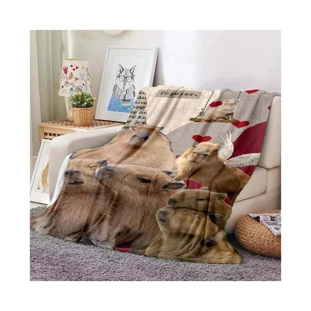 (21, 150x220CM60x88inch) Kawaii The Capybara Club Home Cartoon Printed Blanket Picnic Blanket Warm Flannel Soft and Comfortable Home Travel Birthday G-image-OPC-PJD2PZX-NEW