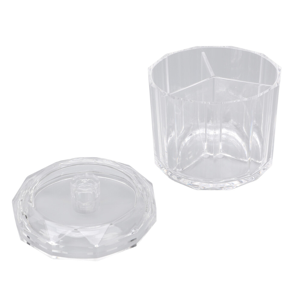 Compact Cotton Swab Holder with Lid 3 Section Waterproof Dustproof Organizer