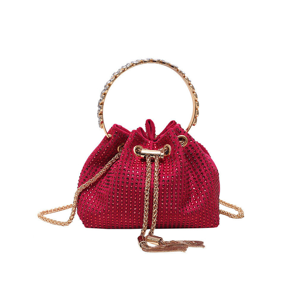 (Red) Bag Chain Bucket Large Handbag Crossbody Bag For Girls Shoulder Bag Bag Storage