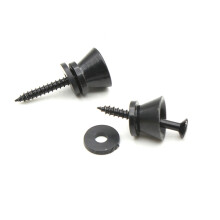 2 piezas de pines de bloqueo para correa de guitarra Negro/Plateado 1.2x1.2x1cm