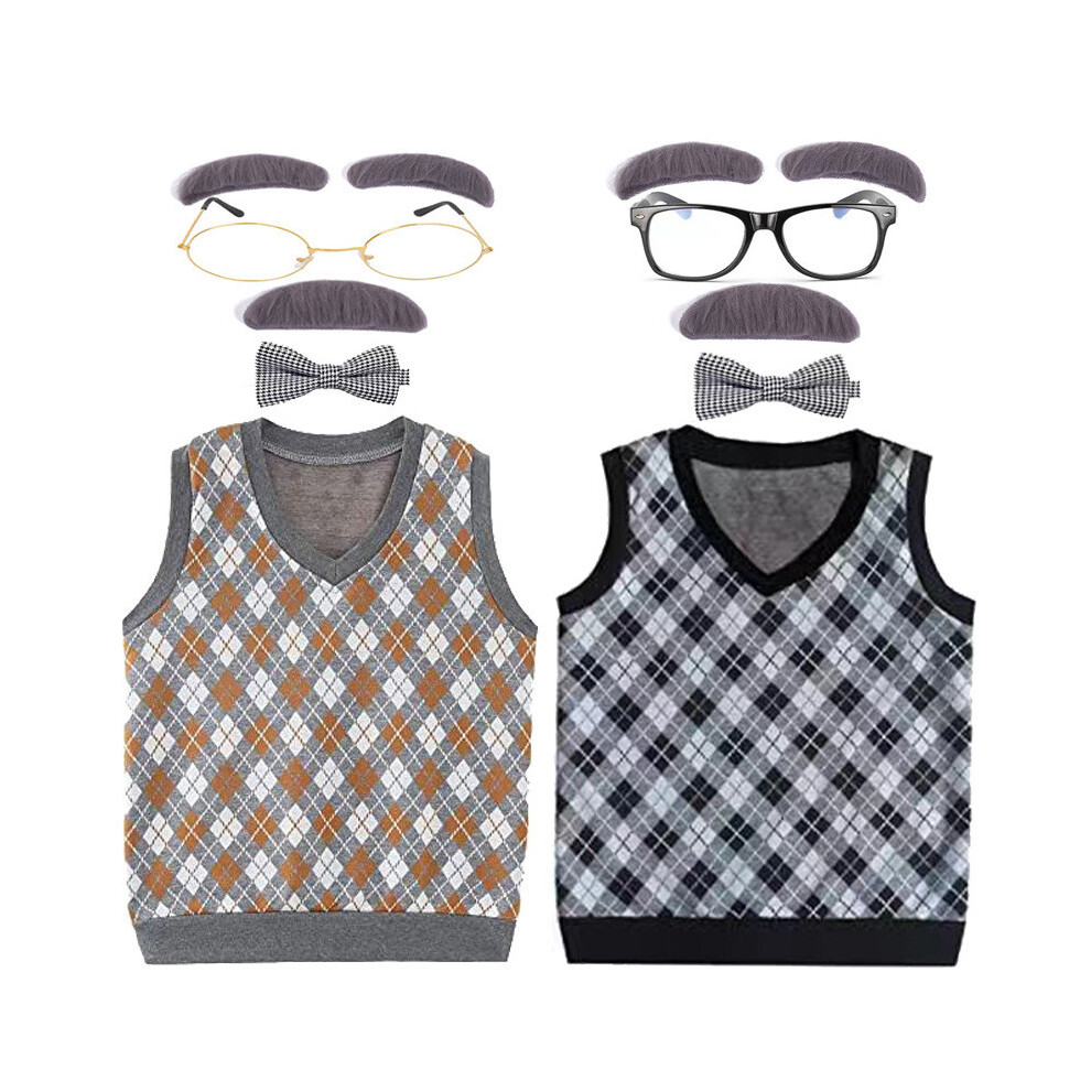 (Black Vest Set,160Cm)Duradero Y CóModo Juego De Pelucas Disfraz De Halloween Para NiñOs Con Abuelo Y Estilos Abuela-image