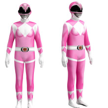 (Pink, 110) Power Rangers Costume Kids Adult Cosplay Fancy Party Dress Jumpsuit