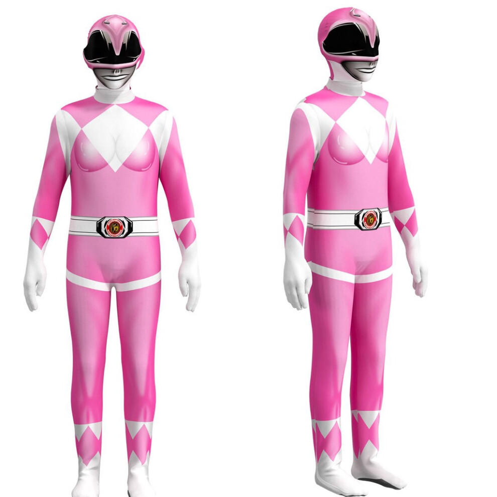 (, 110) Power Rangers Costume Kids Adult Cosplay Fancy Party Dress Jumpsuit Pink