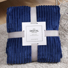 (Dark Blue) Flannel Blanket Fleece Sofa Soft Solid Color Bedspread Plush Bed Cover Gift