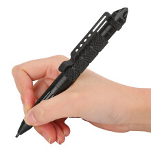 Multi-Function Tungsten Steel Tactical Pen with Glass Breaker - Black