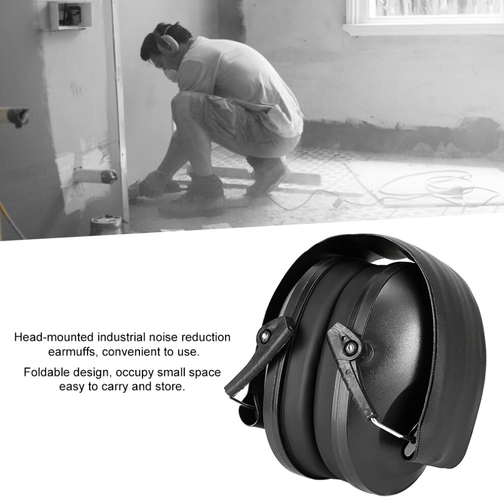 Black Foldable Hearing Protection Earmuffs For Noise Reduction Learning & Sleep 9431334589861
