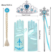 (Set) Queen Snow Frozen Princess Elsa Dress Girls Christmas Party Costume Dressing Up