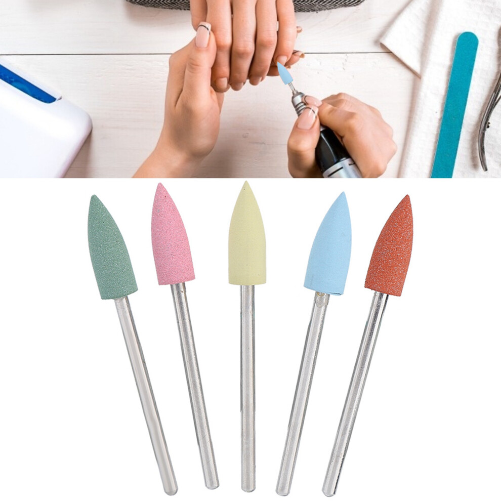 Manicure Pedicure Set: 5pcs Rubber Nail Drill Bits 2.35mm for Polishing