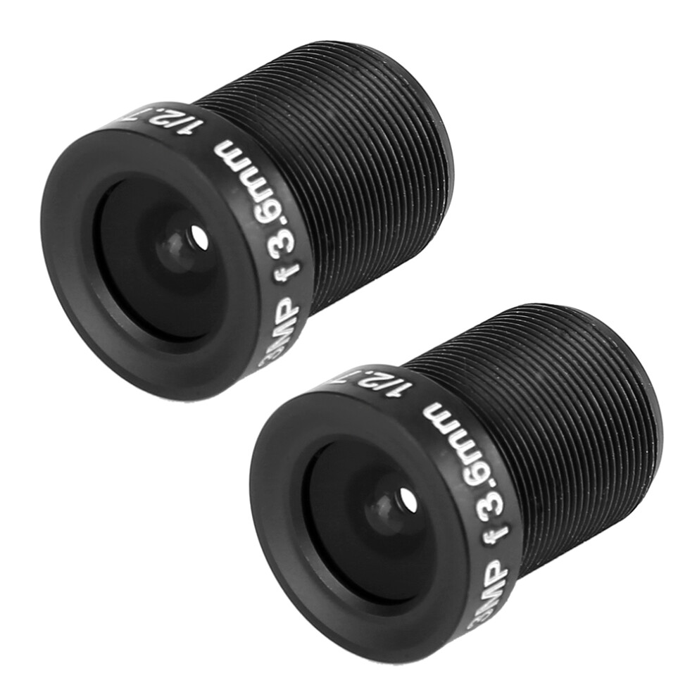 2Pcs 3.6Mm 3Mp Cctv Wide Angle Camera Lens, M12 Black 4651334590970