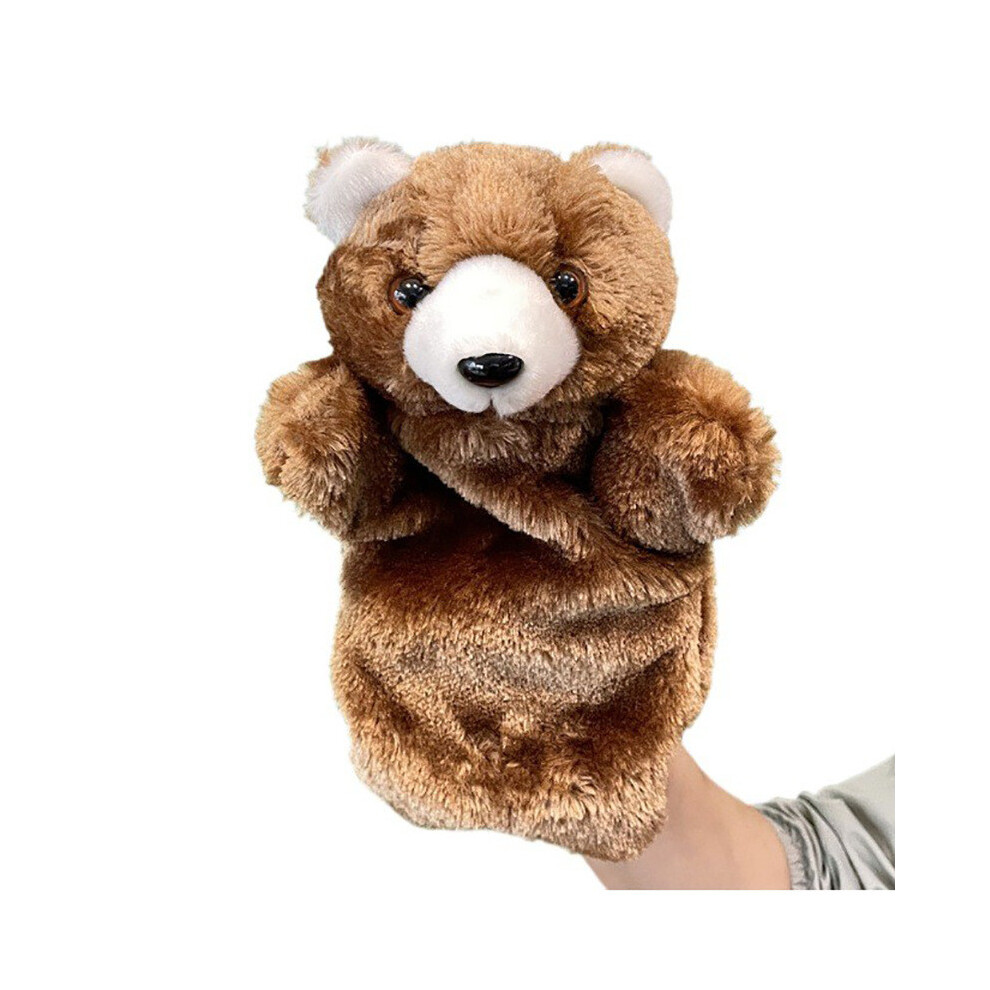 ( Bear) Plush Hand Animal Puppet Toy Cartoon Glove Role Educational Interactive Play Brown