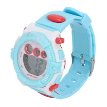 Wasserdichte Kinder-Digitaluhr mit 7 farbigen LEDs Blau Weiß, geeignet für 4-15 Jahre
