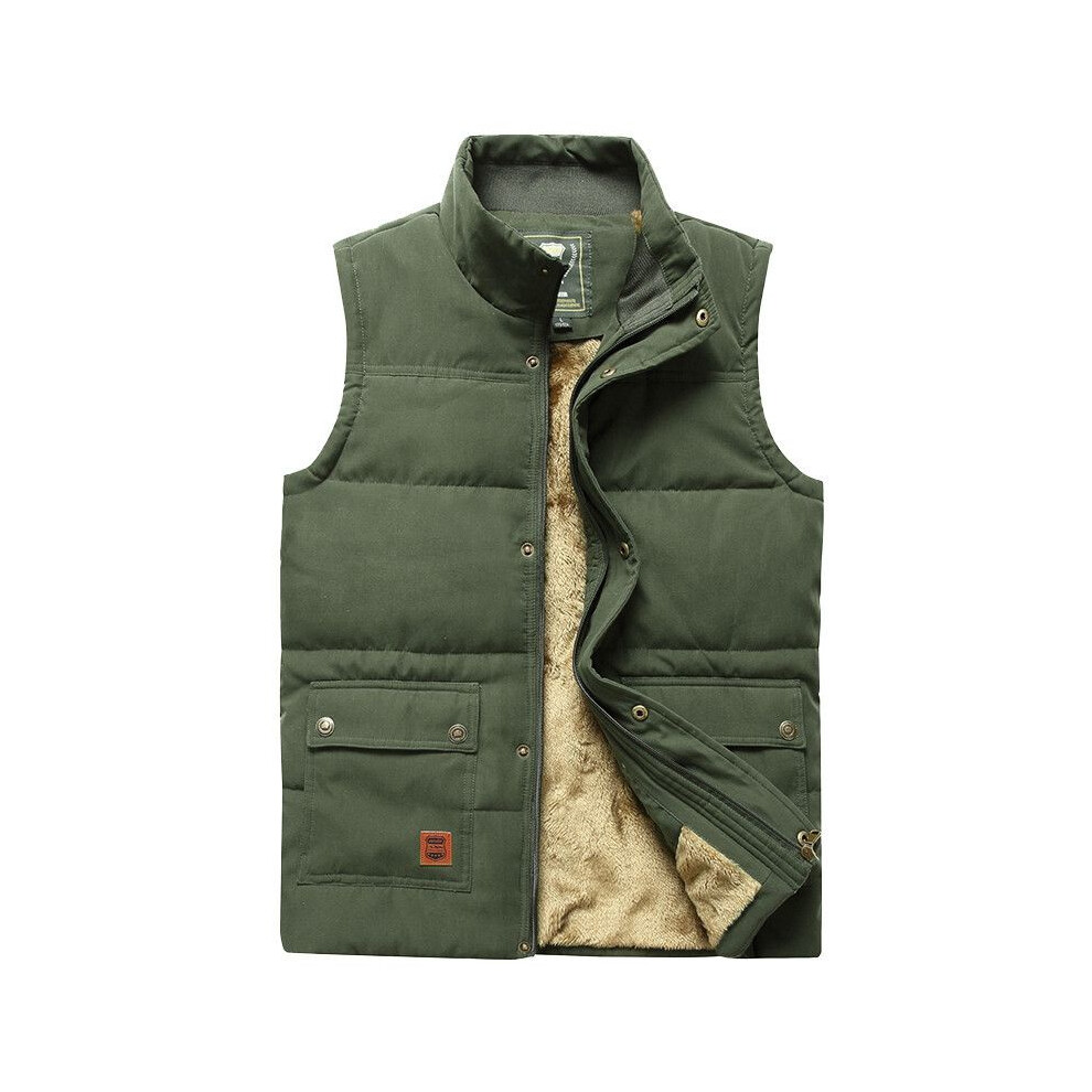 (Army 4XL) Mens Body Gilet Warmer Sleeveless Quilted Padded Bomber Jacket Waistcoat Coat Green