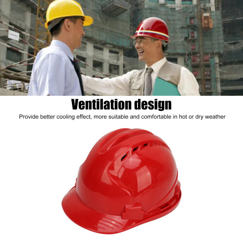 Red Impact-Resistant ABS Safety Hard Hat for Construction & Industrial Work 2