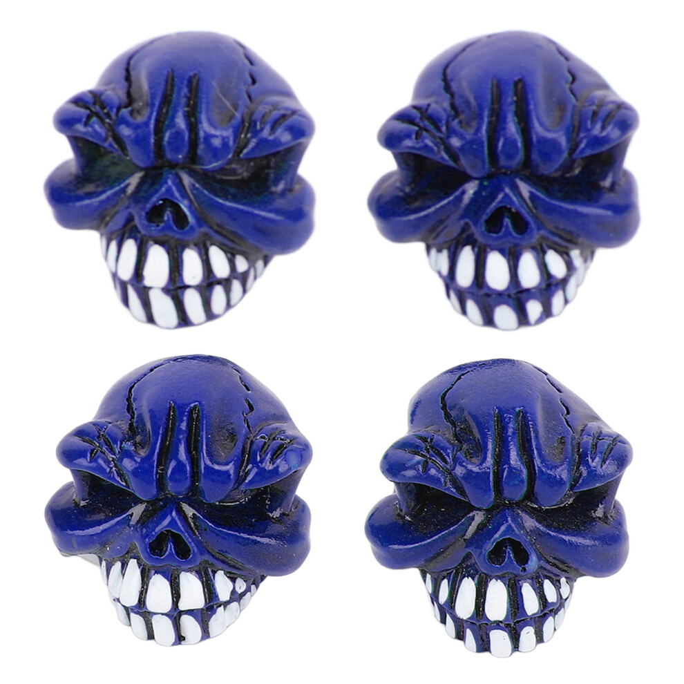 4Pcs Tire Valve Stem Cap Skull Style, Universal Fit Dark/Blue 9471334600067