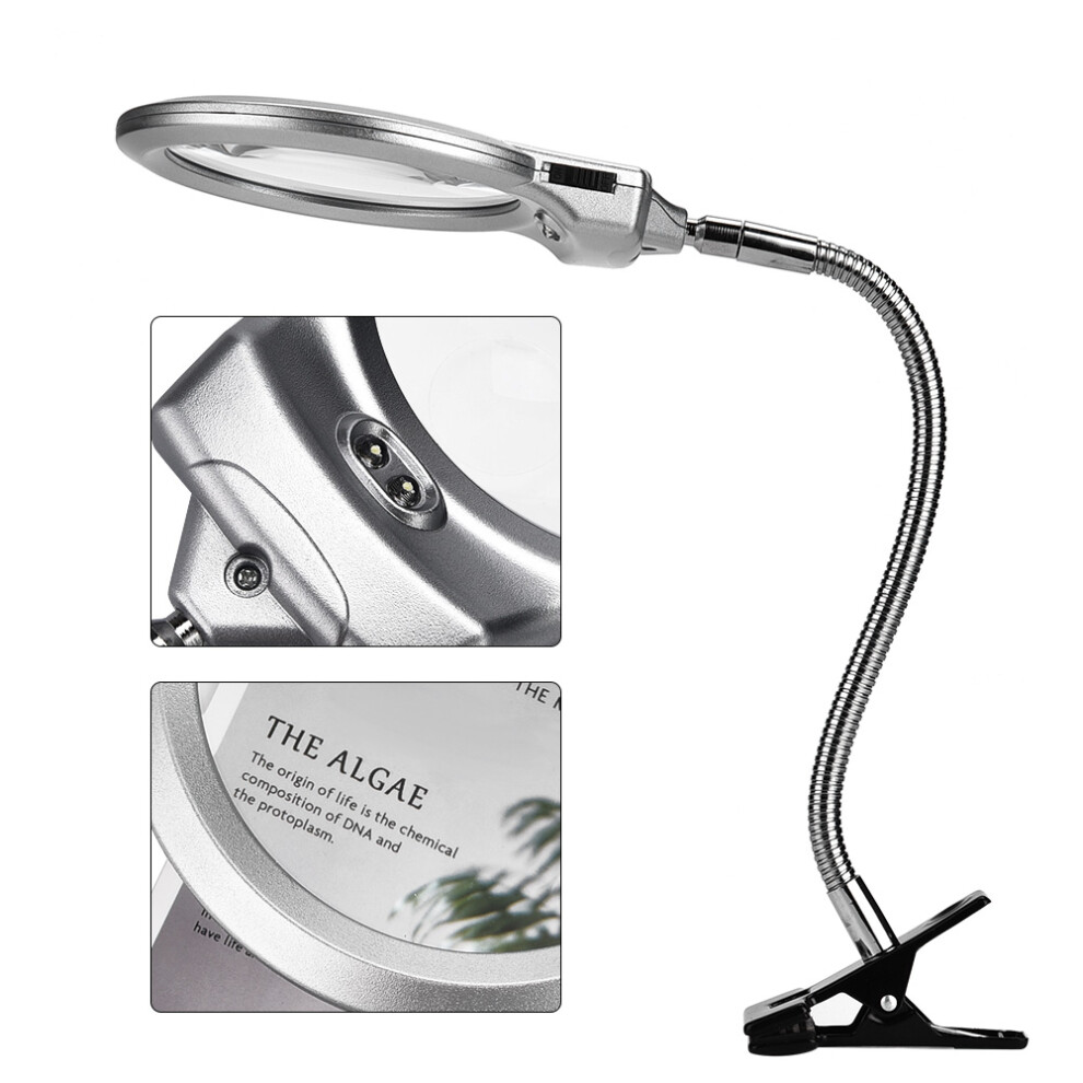 Hands-Free Desk Clamp LED Magnifier with 2.5X & 5X Adjustable Lenses