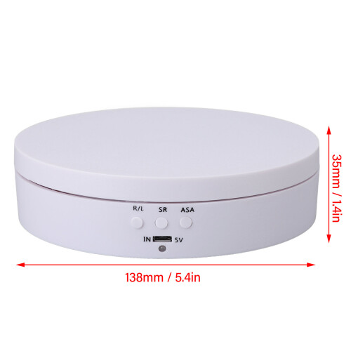 White USB Motorized Rotating Display Stand, 3 Speeds, Adjustable Angle 1
